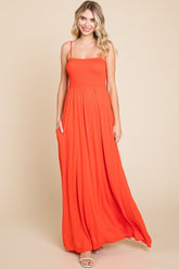 Culture Code Women's Smocked Cami Maxi Dress with Pockets - Versatile and Stylish